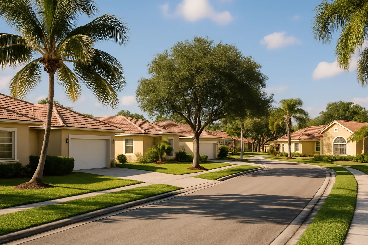 Suburban homes in Broward County, Florida on a sunny day